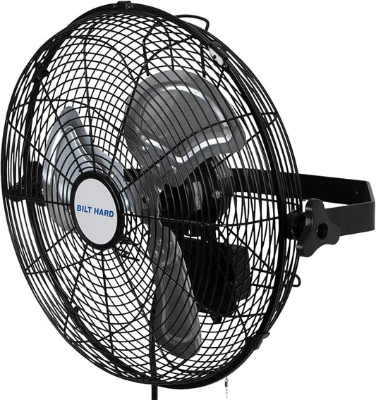 BILT HARD 14 in. High Velocity Outdoor Wall Mount Fan, 3-Speed 3000 CFM Waterproof Wall Fan, Industrial Outdoor Fans for Commercial, Garage, Patio and Gazebo Use, ETL Listed