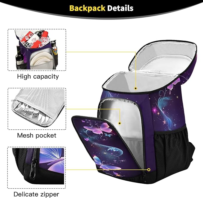 Tropical Pineapples Fruits Cooler Backpack Insulated Leak Proof Beach Cooler Bag Soft Lunch Picnic Hiking Camping Backpack Cooler
