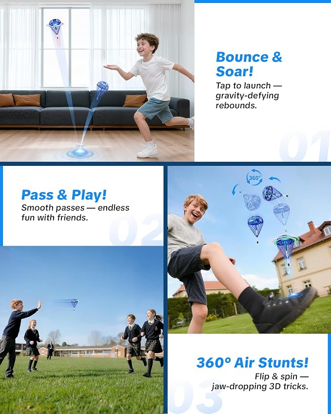 Flystars Flying Bouncing Toys, Next-Gen Pro 2025 Cosmic Globe Flying Orb Ball Motion-Control Hover Spinner with 3D Flips, Cool Valentine's Day Gift Toy for Kids 6+ Boys Girls Teens