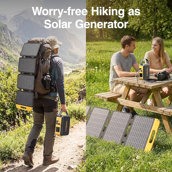 VTOMAN Jump 100 Solar Generator with 40W Solar Panel, LiFePO4 BatteryPortable Power Station & Foldable Solar Panel for Outdoor Camping, Hiking, Cycling, Backpacking, Car Travel