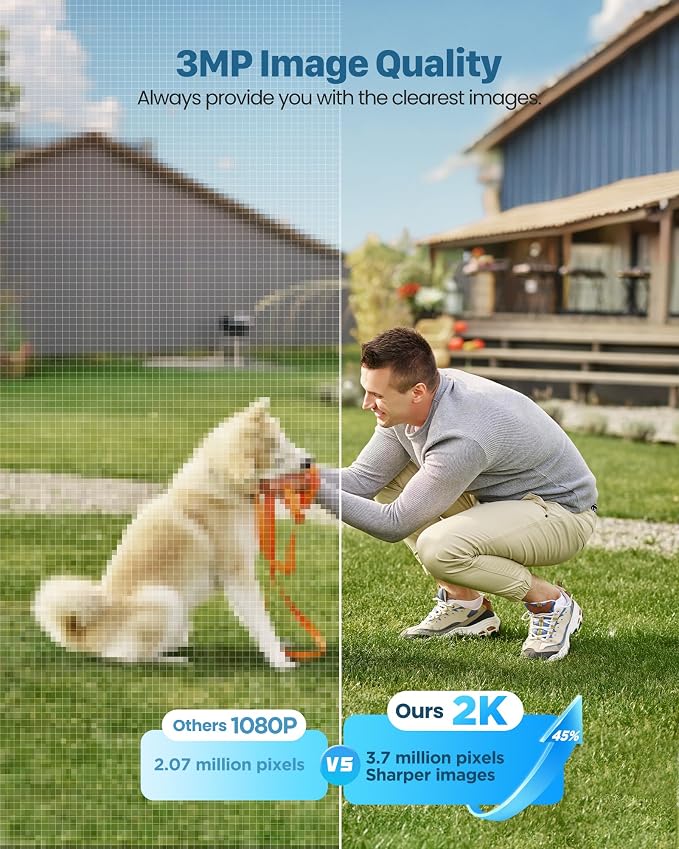 Security Cameras Wireless Outdoor Solar: 2K WiFi Camera for Home Security System - Battery Powered Cam IP66 Waterproof Motion Sensor 360° CCTV Camera- 5G Not Supported