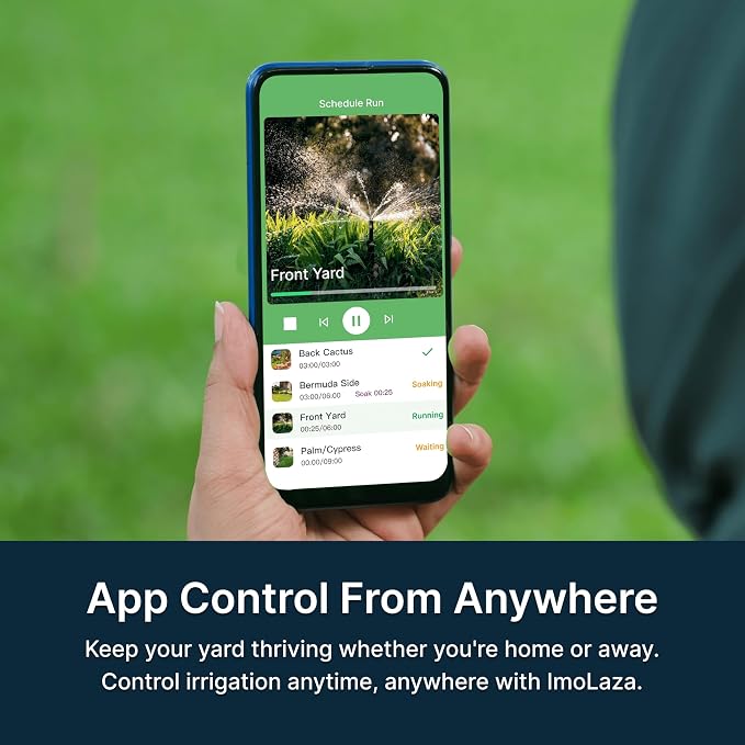 Indoor Smart Sprinkler Controller, Automatic Water Saving Irrigation Controller, 2.4GHz WiFi, Rain Freeze Wind Skip,Easy Install & App Remote Control (4-Zone)