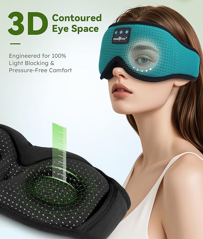 MUSICOZY Bluetooth Sleep Headphones Eye Mask Set – 2-Pack Wireless Sleep Masks for Men and Women
