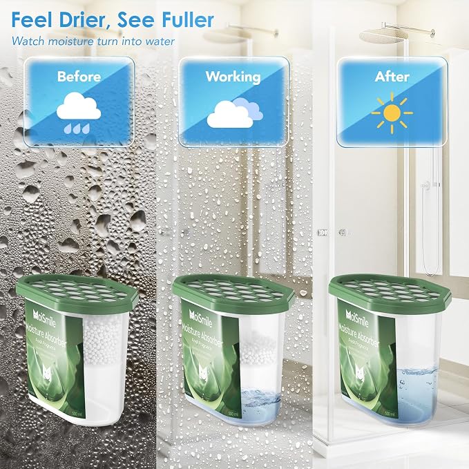 Moisture Absorbers 12 Pack, Fast Acting 10.8 Oz Humidity Absorber & Odor Eliminator, Fresh Scent, High Capacity Dehumidifier for Closet, Bathroom, Basement, Car & RV