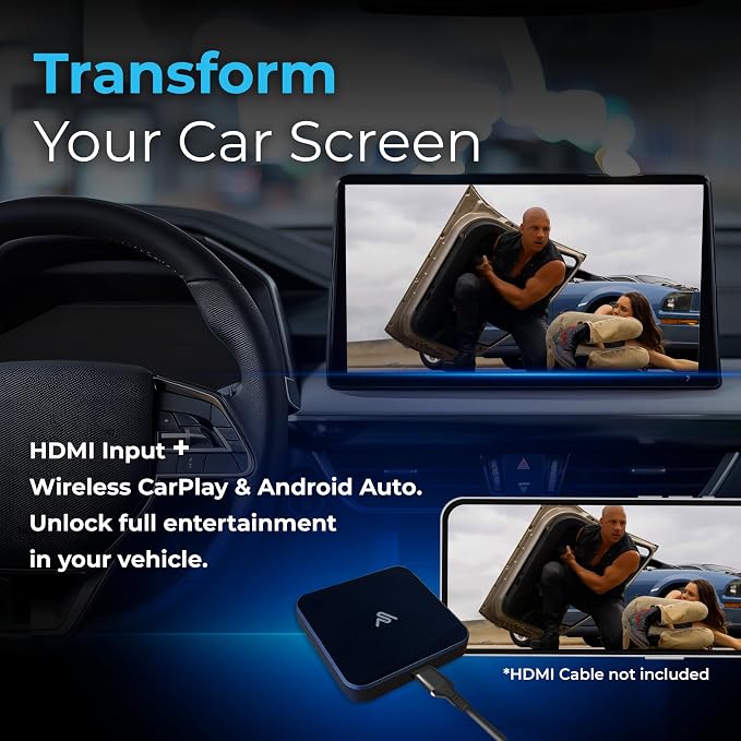 AutoSky CarPlay TV Adapter - Convert Any Wired CarPlay to Wireless CarPlay - Plug in a TV Stick to Stream Netflix, YouTube, and More Right from Your car’s infotainment Screen