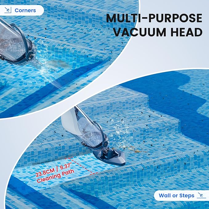 Enhulk Rechargeable Handheld Cordless Pool Vacuum for Above Ground Pool and Inground Pool, 60-Minute Runtime,Powerful Suction up to 18.5 gallons/min, Efficient Leaf and Debris Removal, PC10 Pro