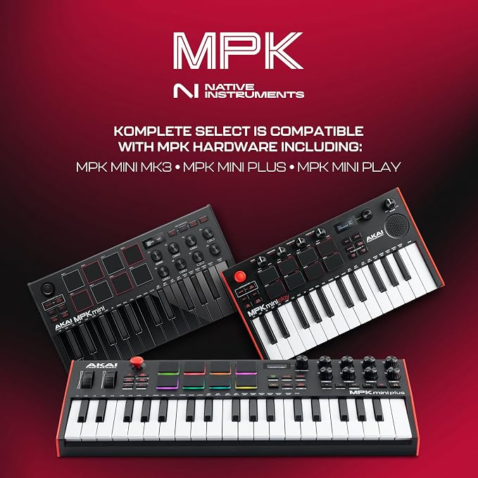 Akai Professional MPK Mini MK3 25 Key USB MIDI Keyboard Controller With 8 Backlit Drum Pads, 8 Knobs, Music Production Software and Native Instruments Sound Package (NKS Integration), Black