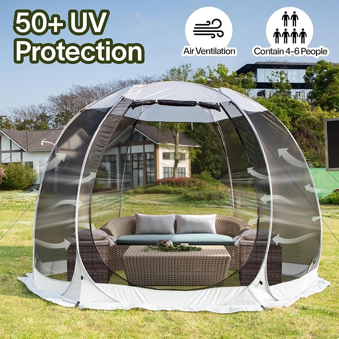 Alvantor Pop Up Screen House Tent, Instant Outdoor Gazebo with Mosquito Netting & UPF 50+ Sun Protection, Portable Canopy Shelter for Patio, Backyard, Camping (2-10 Person)