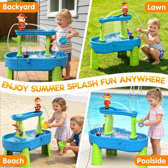 WITALENT Water Table Pump, Fireman Water Pump for Water Table for Kids Ages 3-5, Fixed Water Flow，Safe Plug-in Use, Long Cord, No Drilling，Outdoor Toys with Magnetic Base, NOT Included Water Table