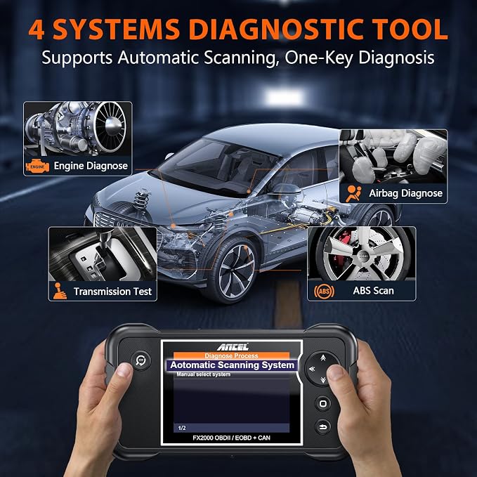 ANCEL OBDII Scanner AD310 Classic Car Engine Fault Code Reader with FX2000 ABS SRS Transmission OBD2 Scanner Diagnostic Tool for All Vehicles