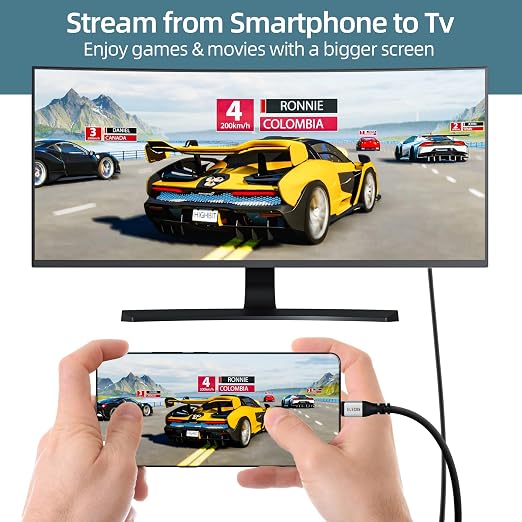 Elecan USB C to HDMI Cable 50 Ft, 4K@60Hz HDR, Double Chips Gold-Plated High-Speed USB 3.1 Type-C to HDMI 2.0 Cord Thunderbolt 3/4 Compatible Galaxy MacBook Pro/Air iPad Pro Surface Dell HP + 5 Ties