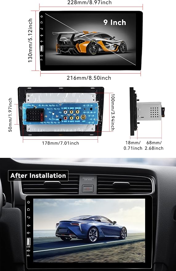 Single Din Car Stereo with Bluetooth 9 Inch HD Touch Screen Car Stereo with Backup Camera + External Microphone + FM MP5 Player Car Audio Receivers Support Mirror Link SWC USB EQ Car Radio