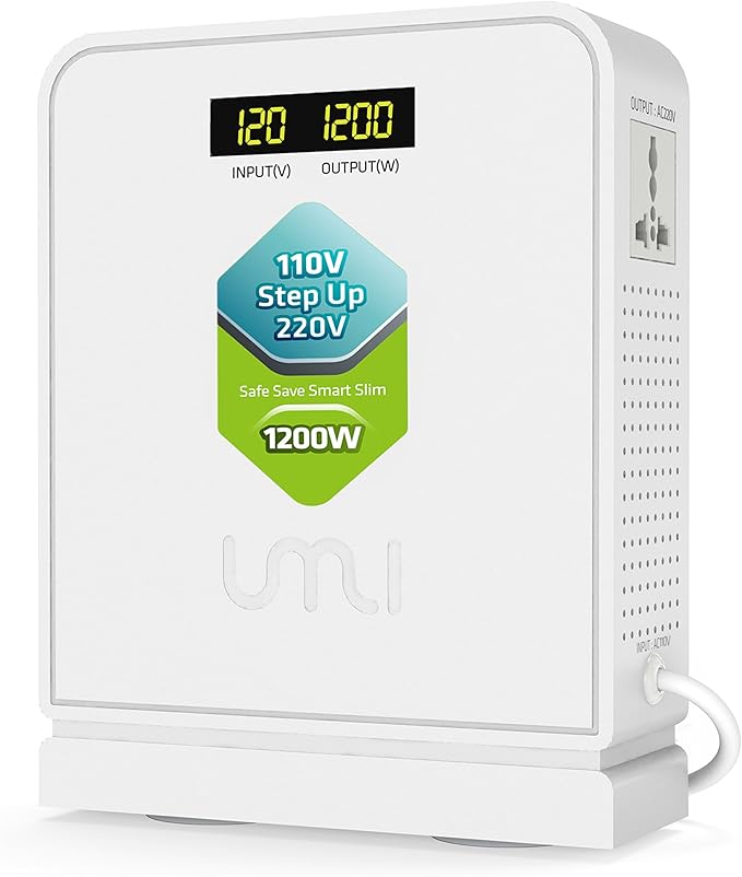 UMI 1200W Step Up Voltage 110v to 220v Converter, Heavy Duty Power Transformer 110v to 220v, Power Converter for Large Capacity Equipment, Step Up Transformer 110 to 220 Volt for Europe Appliance