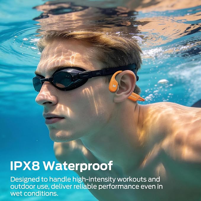 Monster Open Ear BC300 Sport Headphones, Wireless Bone Conduction Headphones Bluetooth 6.0, IPX8 Waterproof, 32GB Built-in Memory, 10-Hour Battery Life for Running, Cycling, Outdoor Sports