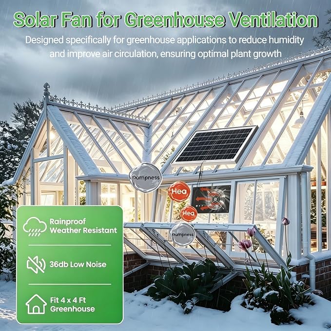 Solar Fan for Chicken Coop with Battery and Timer, 25W 15000mAh 5" Small Solar Exhaust Fan, Silent High-Speed Waterproof Solar Powered Fans for Outside Greenhouses Sheds Pet House Rabbit Cage