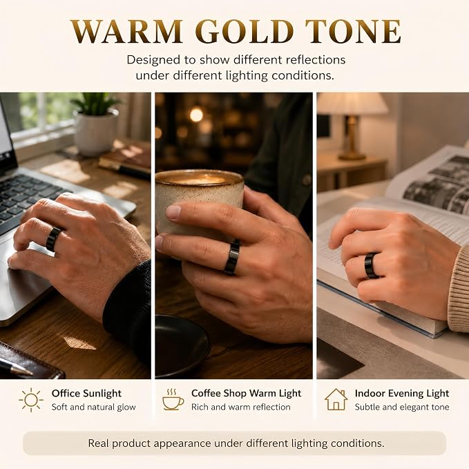 Smart Ring Health & Fitness Tracker for Men & Women, Heart Rate, SPO₂, Sleep & Activity Monitoring, IP68 Waterproof, Long Battery Life, Family Care Mode, No Subscription Fee (Black, 11)