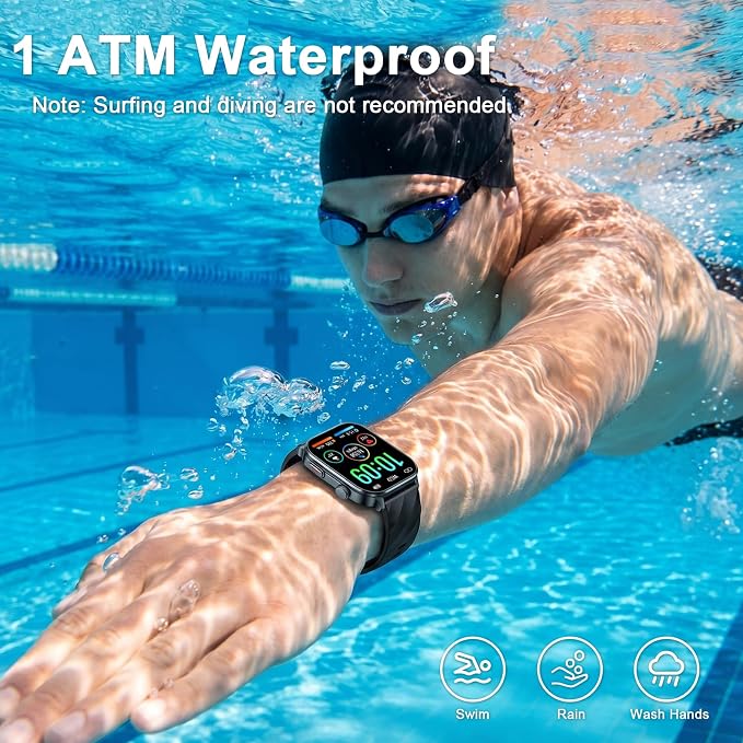 Smart Watch for Men Women with Built-in GPS, Answer/Make Calls, 2.01" Smartwatch for iPhone/Android Phones, Fitness Watch with 110+ Sports Modes Heart Rate/Sleep Monitor, 1 ATM Waterproof (Black)