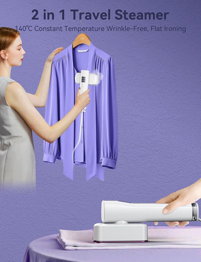 Steamer for Clothes,Sundu Portable 2-in-1 Travel Steamer&Iron,15s Fast Heat-up,100ml Water Tank,Ironing Gloves,25 Min Powerful Continuous Steam,1000W&4 Modes Light Steam Iron for Travel&Home(Ivory)