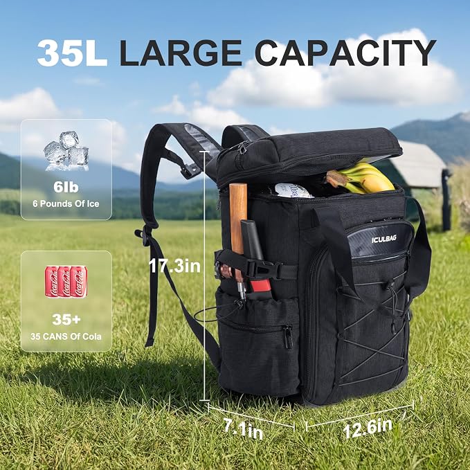 Backpack Coolers Insulated Leak Proof 38cans Soft Insulated Cooler Backpack for Women Men 12 Hours Cooling for Camping Hiking Beach Picnic