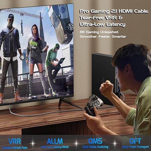 10K 8K HDMI Cable 10FT 10-Pack, High Speed HDMI 2.1 Cord 48Gbps,/4K@144Hz/120Hz/240Hz/8K@60Hz@240Hz with eARC/ARC, HDCP2.3/2.2, 3D HDR10+ for PC, HDTV,Monitor, Projector, PS5, Xbox, Soundbar