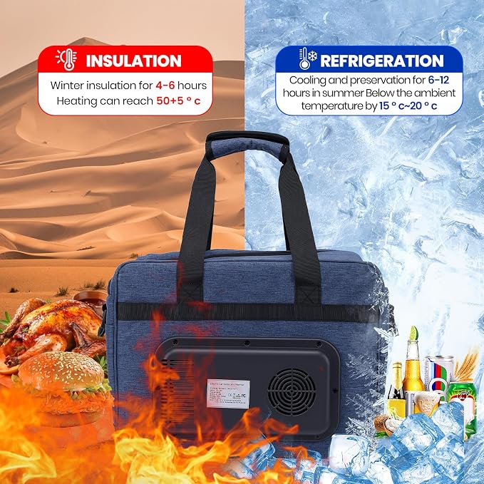 Electric Cooler for Car, Portable 25L Electric Cooler Outdoor Heating Food Warmer Bag Car Cooler Bag Soft Cooling for Camping Beach Travel Car, Car Cooler Plug in