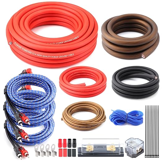 0 Gauge Dual Amp Wiring Kit Make Connections and Bring Power to Your Radio,Subwoofers and Speakers