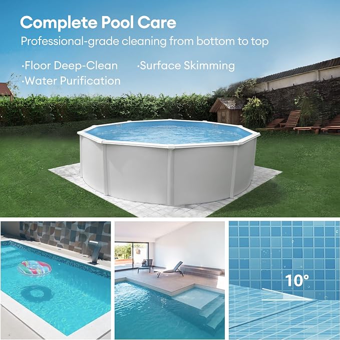 Robotic Pool Cleaner, Pool Vacuum for Above & In-Ground Pool, Dual-Motor Suction, 90Mins Runtime Automatic Self-Parking, 2.5h Fast Charging, Up to 850 Sq.ft (Crimson)