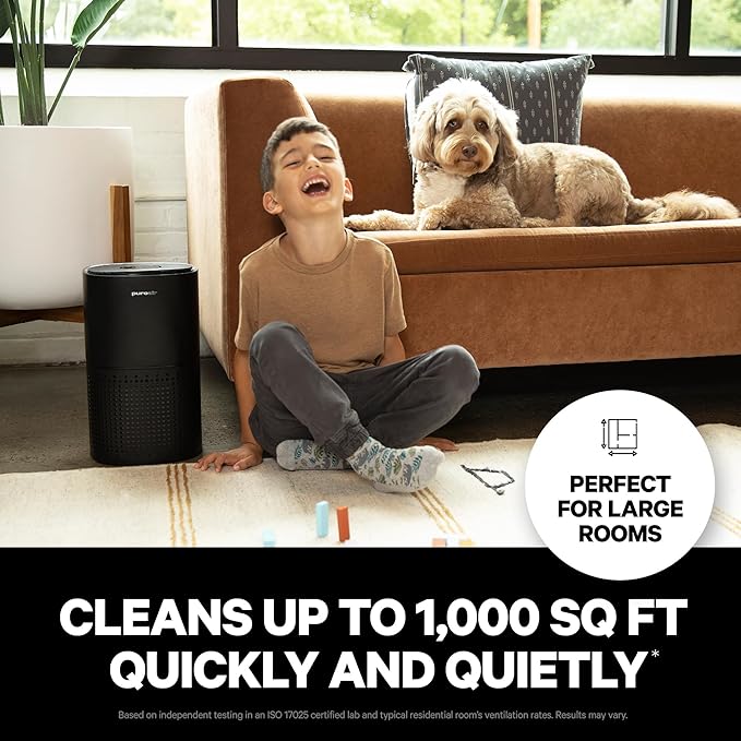 PuroAir 240 HEPA Air Purifiers for Home Pets Air Cleaner up to 1,000 Ft² - HEPA Filter + CarbonTech up to 500X Stronger - Cleans Air Fast - Auto, Sleep Modes Air Purifiers for Bedroom, Office, Dorm