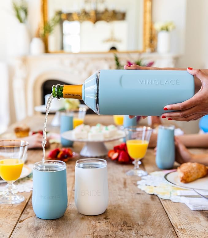 Vinglacé Wine Bottle Chiller- Portable Champagne Insulator- Stainless Steel Wine Cooler Sleeve - Keeps Wine Cold (Sand)