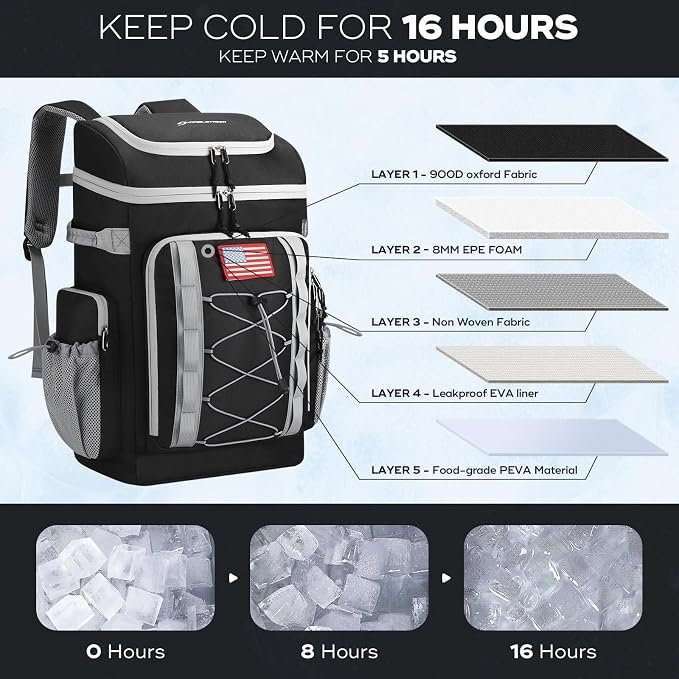 Maelstrom Backpack Cooler,Soft Lightweight Leakproof Cooler Backpack,Men Women 35/50 Can Insulated Cooler Bag,Keeps Hot/Cold for Up to 16 Hours,Perfect for Camping, Beach