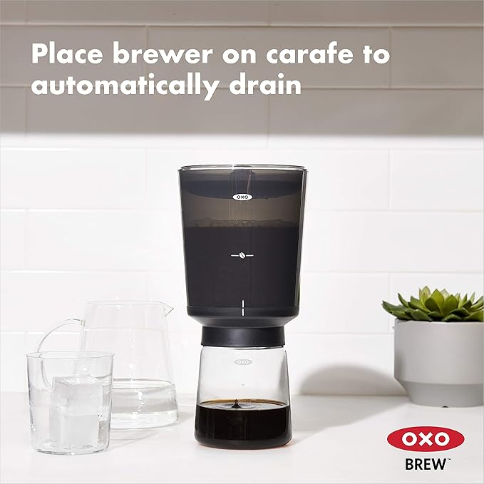 OXO Brew Compact Cold Brew Coffee Maker & Brew Single Serve Pour-Over Coffee Maker, 12 ounces, White
