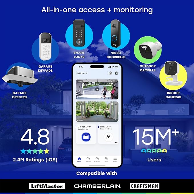 myQ Garage Plug-in Camera Gen 2 – 2K Smart Wi-Fi Garage Camera with Night Vision, Wide-Angle Lens, 2-Way Audio, Magnetic Base & Motion Alerts, App Control – Compatible with Your Garage Door Opener
