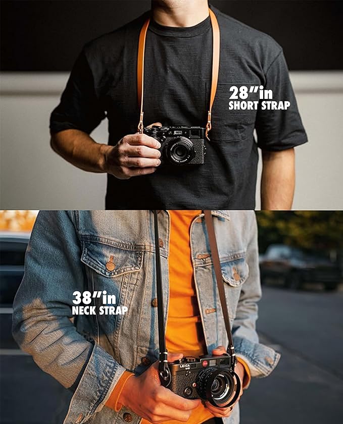 Evergreen Leather Camera Strap – Split Ring, 28" or 38" Compatible with Fuji Sony Nikon Leica Canon