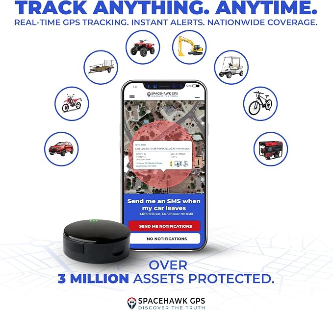 Tracker - Real-Time Mini GPS System. Hidden GPS Tracking Device for Cars, Trucks, Trailers, Assets & Fleet Vehicles. Waterproof Portable GPS Tracker with Magnet & Long Battery.