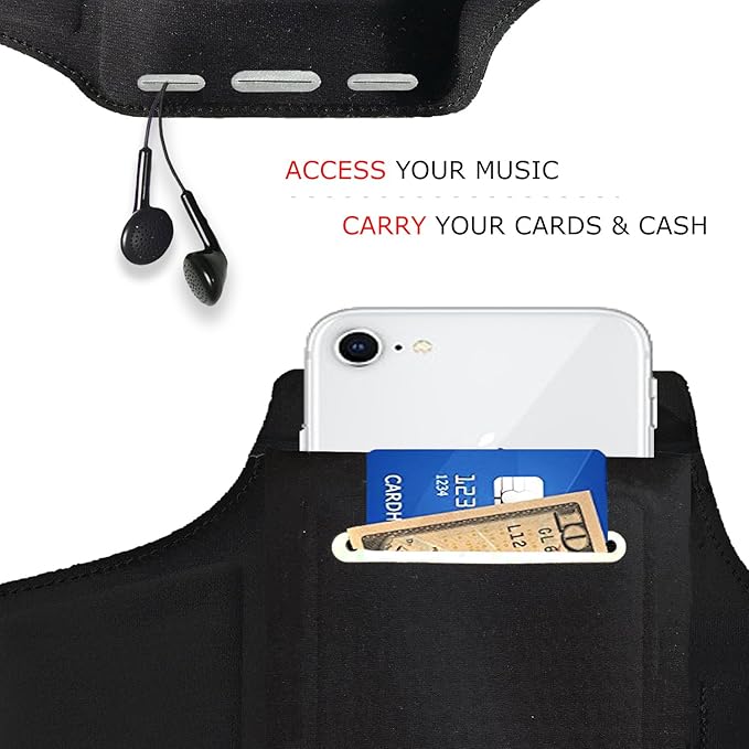 RevereSport Compatible iPhone 12 Pro Max Waterproof Running Armband with Extra Pockets for Keys, Cash and Credit Cards. Phone Arm Holder for Sports, Gym Workouts and Exercise