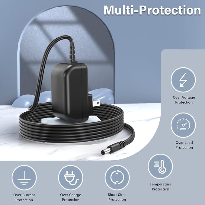 UL Listed Power Cord for Echelon Connect Sport Model ECH-Sport Exercise Fitness Bike Charger Replacement AC Adapter 6.0Ft Extra Long DC Supply PERFEIDY