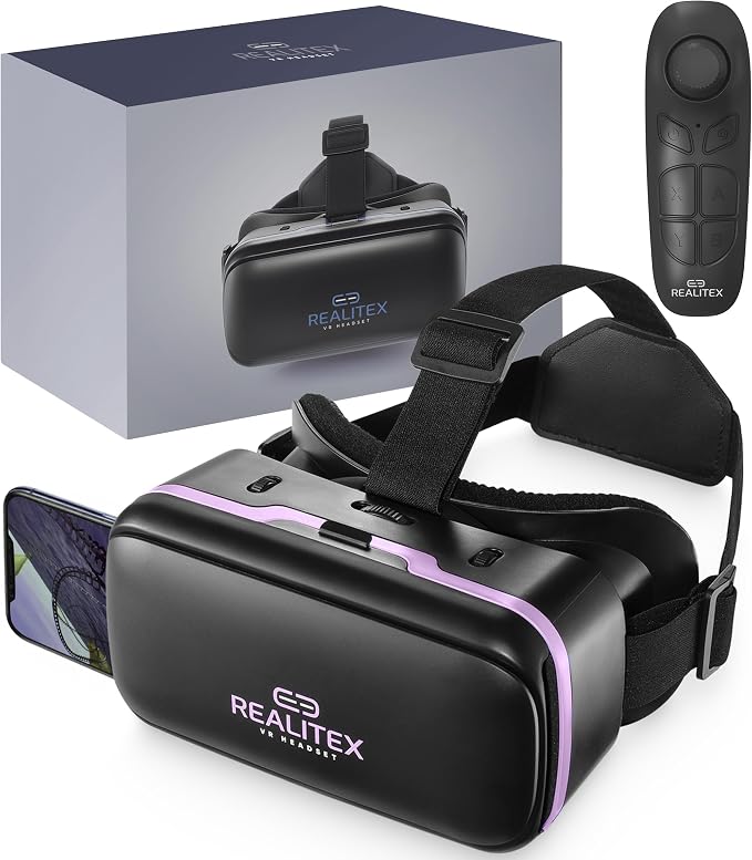 3D VR Headset for Kids + Android Remote - for iPhone & Android Phones | with 3D VR Videos & Apps Links | Virtual Reality Goggles Set for Beginners