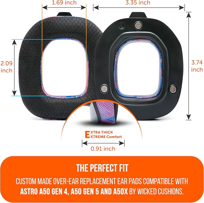 WC Freeze A50 - Cooling Gel Replacement Earpads for Astro A50 Gen 4, Gen 5 and A50X Only, Made by Wicked Cushions, Improved Durability, Thickness and Sound Isolation | Speed Racer