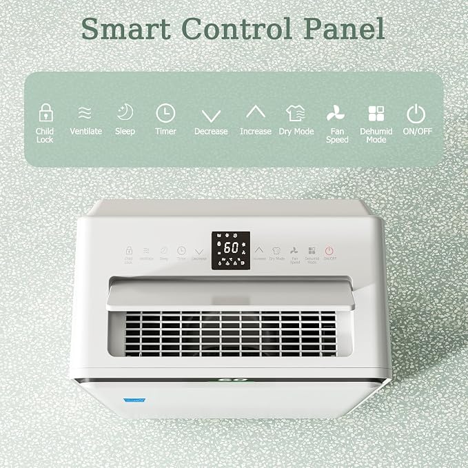 2026 Upgraded ENERGY STAR Dehumidifier, 80 Pint/Day, 5000 Sq.Ft for Whole Home & Basement, 1.72 Gal Tank, 35dB Quiet, Child Lock, Sleep/Fan/Dry Modes, 24H Timer & Auto Continuous Drain | 5000 Sq.Ft dehumidification area.1.72 Gal Tank, 35dB Quiet,Child ...
