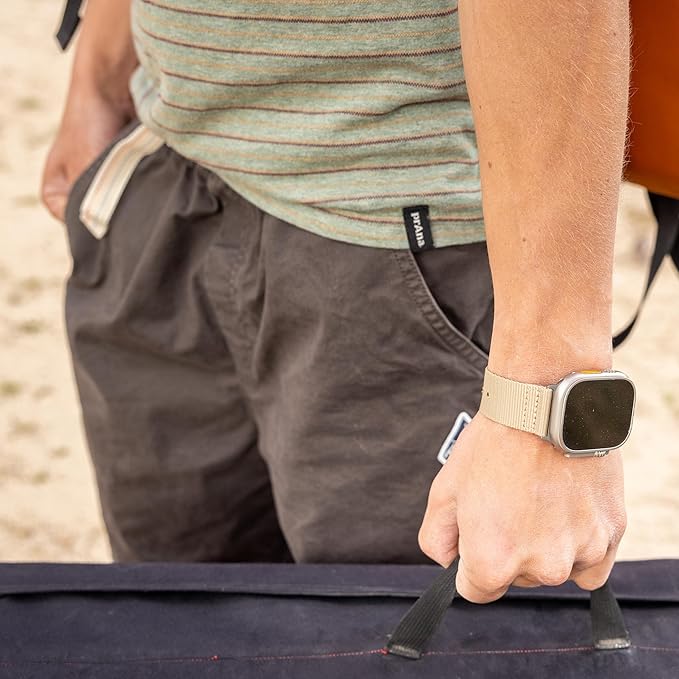 Hiking Trail Nylon Band | The Original Rugged Compatible with Apple Watch Bands for Men & Women - Soft, Breathable, Woven Water-Resistant Nylon Mens iWatch Strap | Fits 42mm 41mm 40mm Series 10 & All Models (Dune Beige)