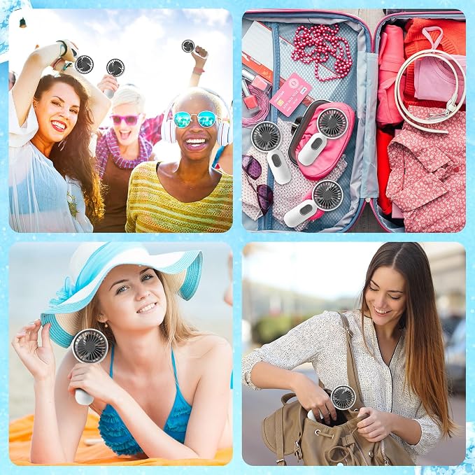 Rossesay 36 Pcs Mini Portable Fan Bulk Cute Handheld Lightweight Small Little Personal Hand Eyelash Fan 3 Speeds USB Rechargeable for Women Men Indoor Outdoor Makeup Travel (White)