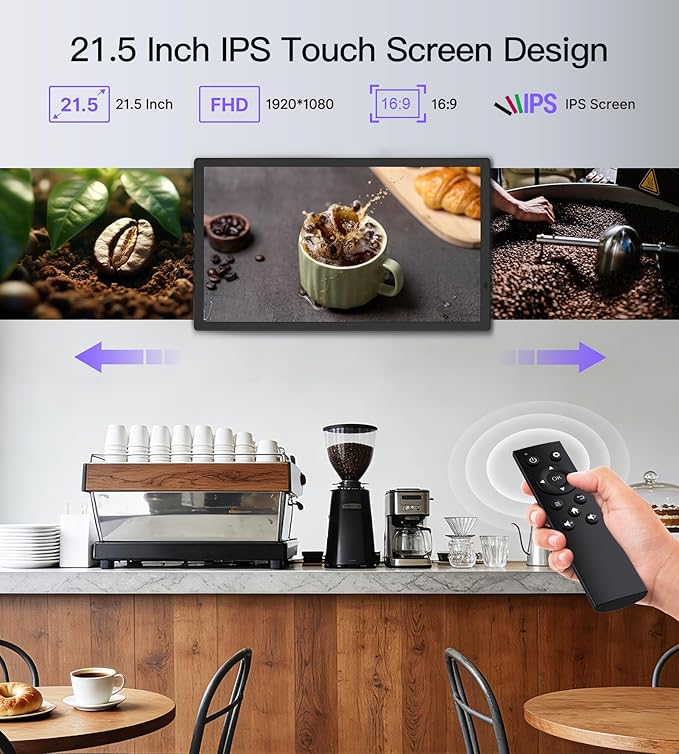 Uhale 21.5 Inch Large Digital Picture Frame WiFi with Remote Control, 1920 x 1080 FHD IPS No Touch Screen Electronic Photo Frames with 64GB, Support SD USB, Share Photos Videos Instantly