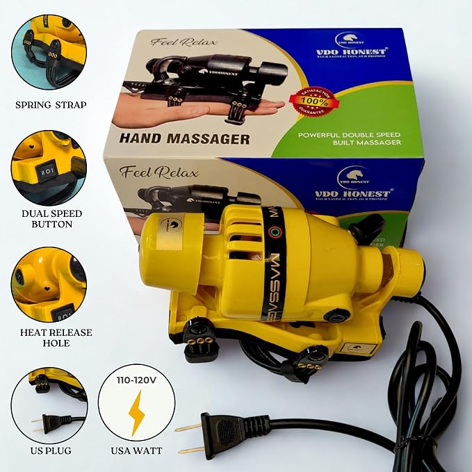 Powerful Double Speed Floating Action for Full Body Massager Corded Electric Powered, Barber Massager Yellow