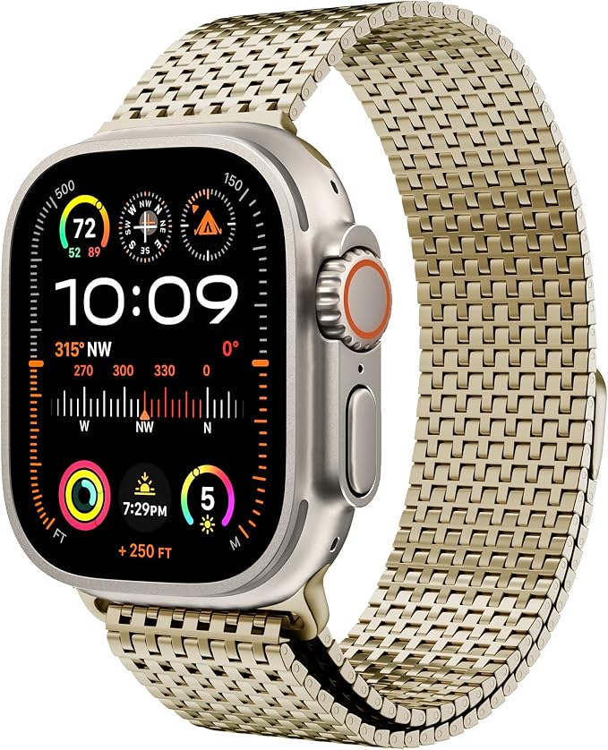 LULULOOK Milanese Mesh Loop Compatible with Apple Watch Band 49/46/45/44/42/41/40/38mm for Men Women, Stainless Steel Magnetic Buckle Strap for iWatch Ultra 3/2 Ultra Series 11 10 9 8 7 6 SE 5 4 3