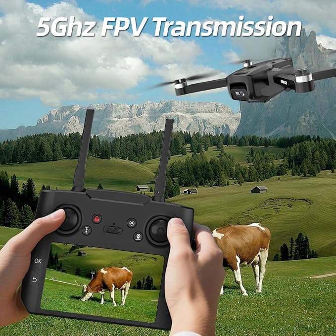 GPS Drone with EIS 1080P Camera, 4.5" FPV Screen, 5GHz Transmission Foldable Drone with Brushless Motor, Auto Return Follow Me & 32G SD Card, Gesture Control, Al Track&Orbit Mode for Adults/Kids/Beginners