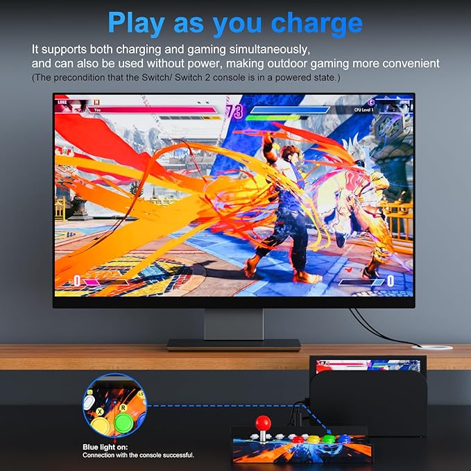 Retro Arcade Machine for Switch/OLED/Switch 2, Portable Arcade Cabinet with Joystick & Turbo Function, 12 Game Card Slots, Plug & Play Table Console Stand with a Casting Cable (Screen Not Included)