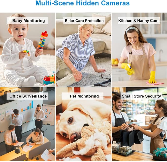 4K Hidden Camera Alarm Clock with Bluetooth, WiFi Wireless Nanny Cam for Home Security with Night Vision, Motion Detection, Remote Live Stream