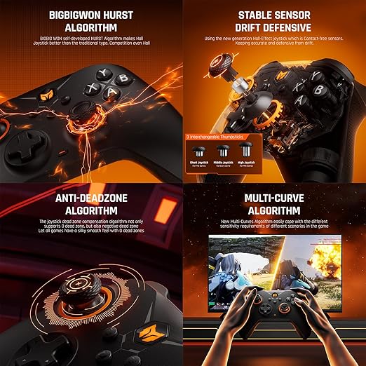 BIGBIG WON Wireless Controllers, Gale Hall PC Controllers Motion Control, Hall Joysticks&Triggers, 3 Pairs of Thumbsticks, PC App Game Controllers for Switch/Switch2/iOS/Android Wireless Gaming Controller [windows]
