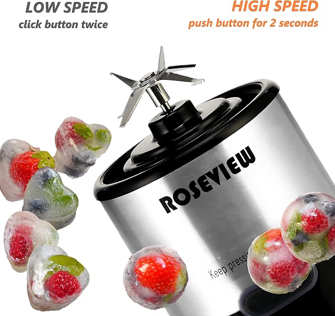 Portable Smoothie blender ROSEVIEW Glass bottle USB rechargeable mini Handheld Ice Shakes Cup 2 blend juicer Cordless Personal smoothies maker Fruit mixer (Steel) (Egg Shell)