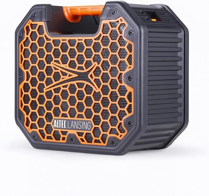 Altec Lansing TOUGHBOXX Bluetooth Speaker, 70W Peak Power, IPX5 Waterproof, 18Hr Playtime, Party Sync 100+ Units, FM Radio, USB-C & Mic In, Ultimate Portable Outdoor Bluetooth Speaker